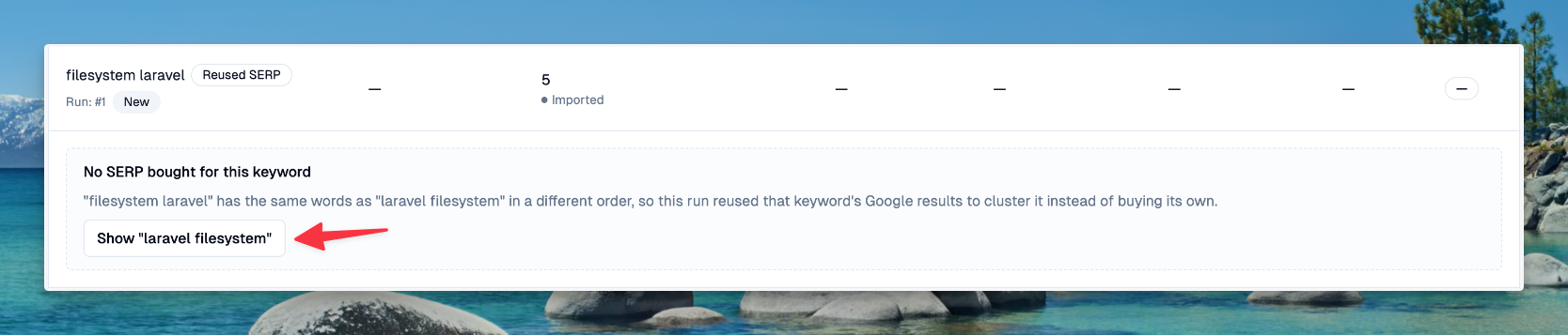 The No SERP bought for this keyword message